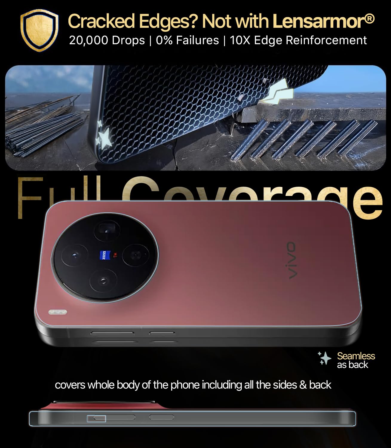 Lensarmor Vivo X300 Back Membrane Protector (2 Pack) – Premium Matte Skin Film, Bubble-Free, Scratch Resistant, Case Friendly