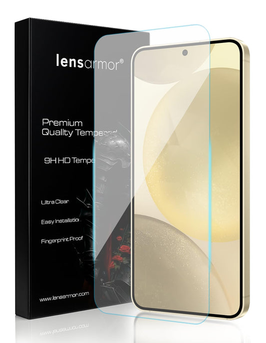 Lensarmor Clear Borderless Tempered Glass for Galaxy S24 / S25 Series (2 Pack) – Premium Military Grade 9H+ Screen Protector, HD Clear, Case Friendly