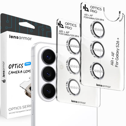 Lensarmor Camera Lens Protector for Samsung Galaxy S26 / S26 Plus (2 Pack) – 9H Tempered Glass, White Finish, Case Friendly