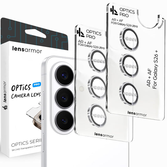 Lensarmor Camera Lens Protector for Samsung Galaxy S26 / S26 Plus (2 Pack) – 9H Tempered Glass, White Finish, Case Friendly