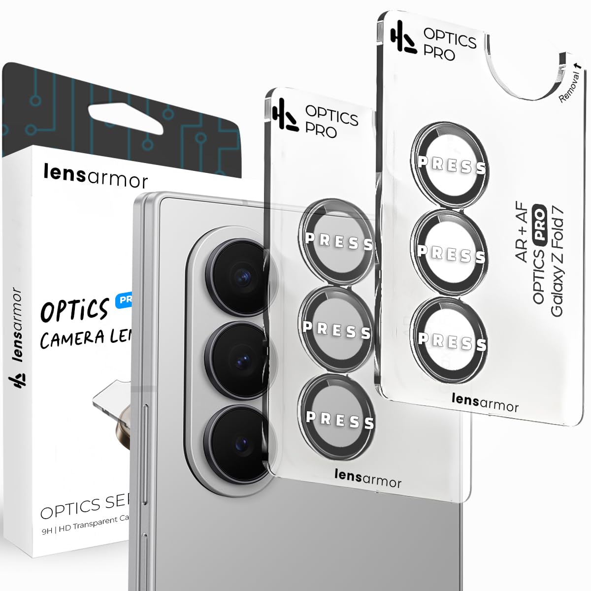 Lensarmor Camera Lens Protector for Samsung Galaxy Z Fold 7 (2 Pack) – 9H Tempered Glass, Silver Shadow Finish, Case Friendly