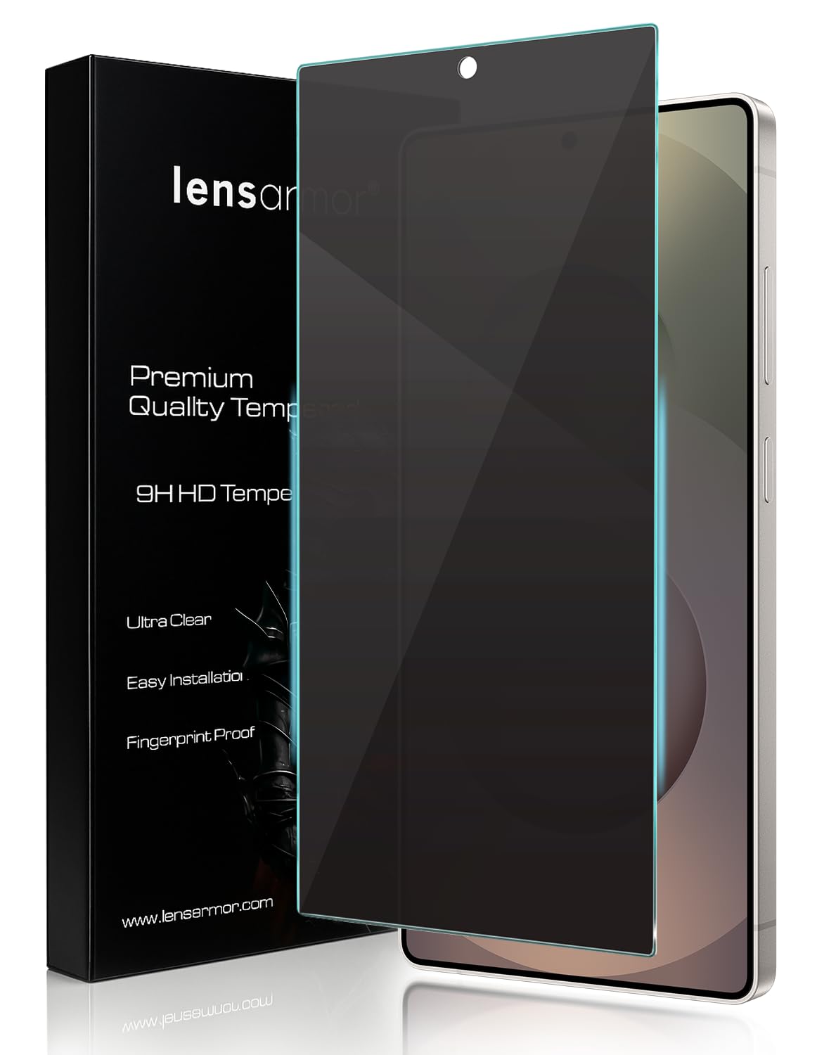Lensarmor Borderless Privacy Tempered Glass for Galaxy S25 Ultra 5G (2 Pack) – Anti-Spy Screen Protector, Ultrasonic Fingerprint Compatible, 9H Military-Grade Protection