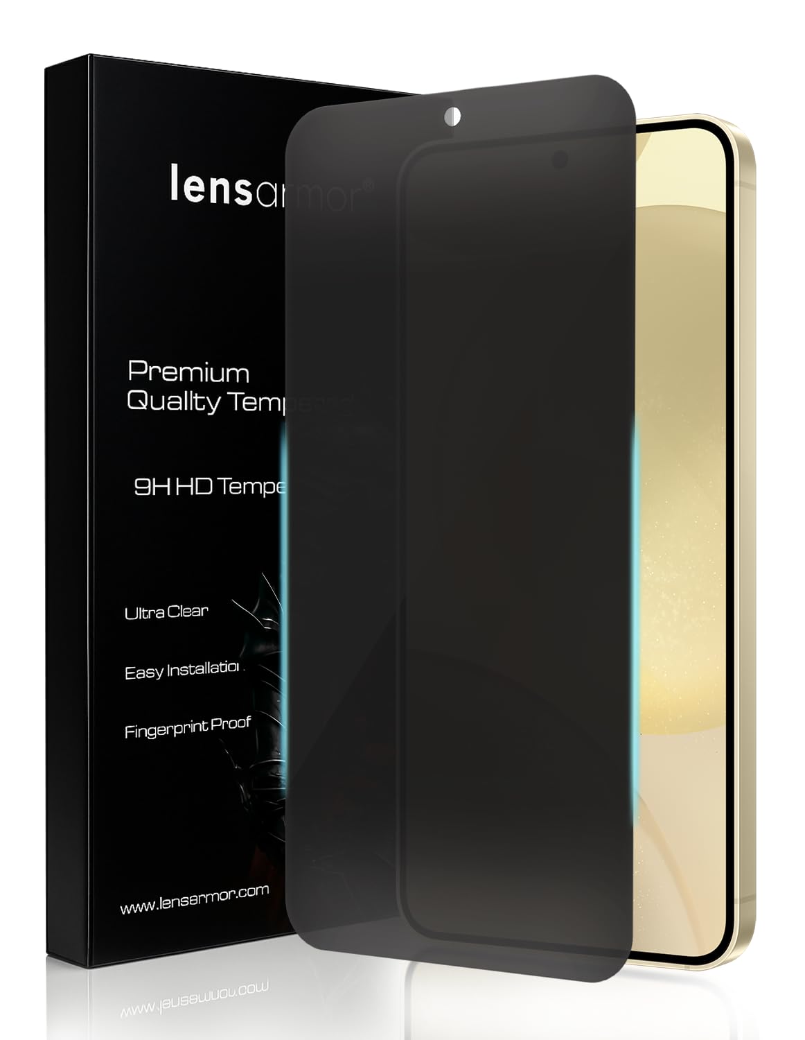 Lensarmor Borderless Privacy Tempered Glass for Galaxy S24 / S25 (2 Pack) – Edge-to-Edge HD Anti-Spy Screen Protector, Ultrasonic Fingerprint Compatible, 9H Military-Grade Protection