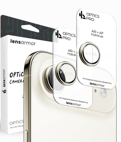 Lensarmor Camera Lens Protector for iPhone Air (2 Pack) – 9H Tempered Glass, Light Gold Finish, Case Friendly
