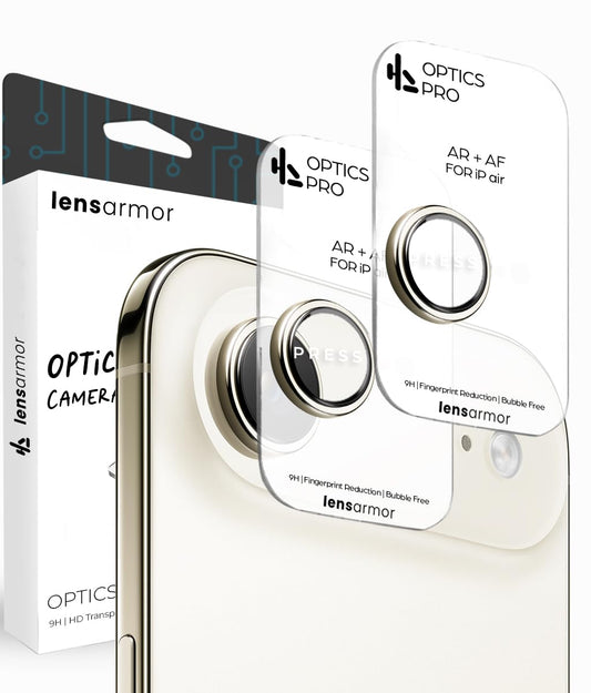 Lensarmor Camera Lens Protector for iPhone Air (2 Pack) – 9H Tempered Glass, Light Gold Finish, Case Friendly