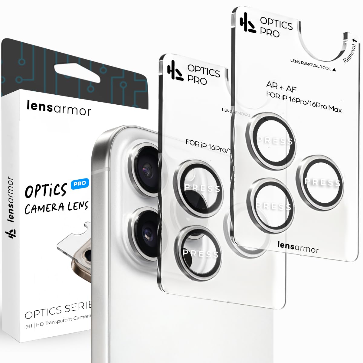 Lensarmor Camera Lens Protector for iPhone 14 Pro & iPhone 14 Pro Max (2 Pack) – 9H Tempered Glass, Silver Finish, Case Friendly