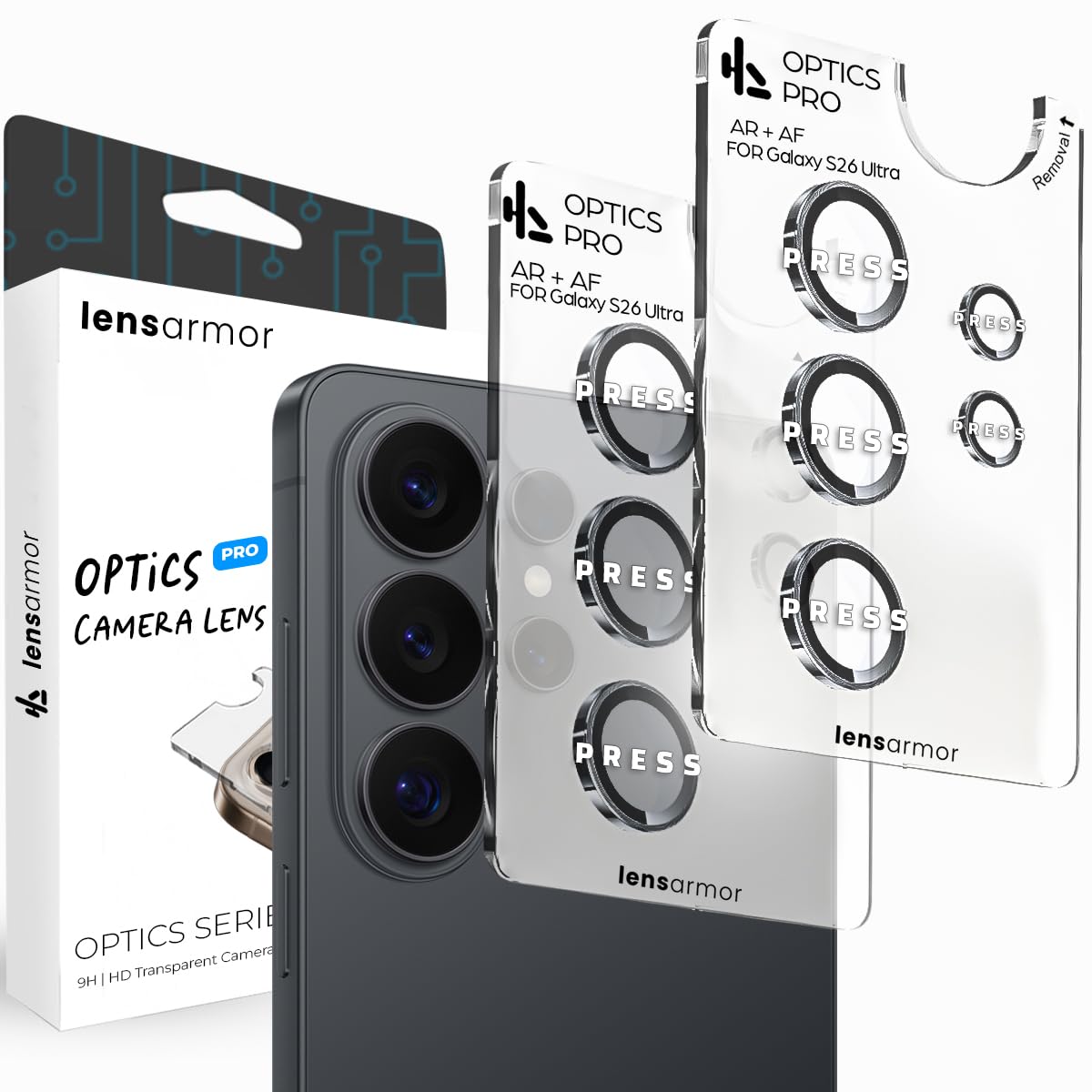 Lensarmor Camera Lens Protector for Samsung Galaxy S26 Ultra (2 Pack) – 9H Tempered Glass, Black Finish, Case Friendly