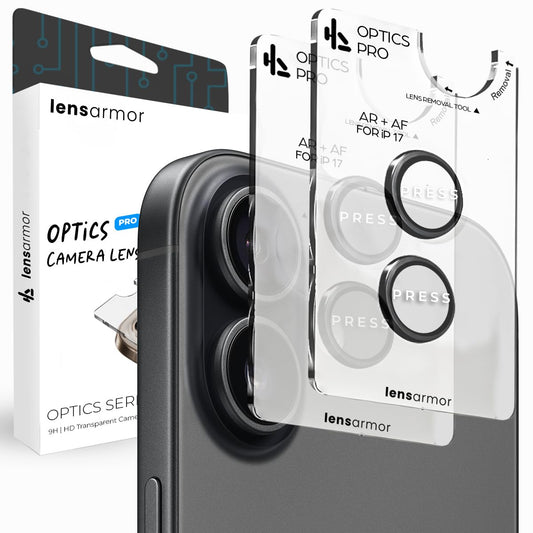 Lensarmor Camera Lens Protector for iPhone 17 (2 Pack) – 9H Tempered Glass, Black Frame, Case Friendly