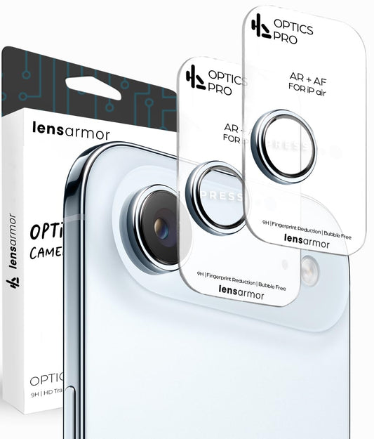 Lensarmor Camera Lens Protector for iPhone Air (2 Pack) – 9H Tempered Glass, Sky Blue Finish, Case Friendly