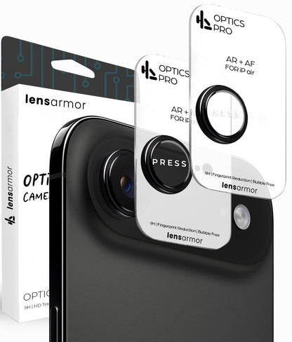 Lensarmor Camera Lens Protector for iPhone Air (2 Pack) – 9H Tempered Glass, Space Black Finish, Case Friendly
