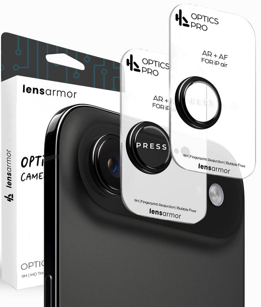 Lensarmor Camera Lens Protector for iPhone Air (2 Pack) – 9H Tempered Glass, Space Black Finish, Case Friendly