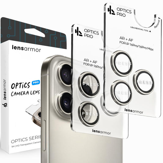 Lensarmor Camera Lens Protector for iPhone 16 Pro Max (2 Pack) – 9H Tempered Glass, Natural Titanium Finish, Case Friendly