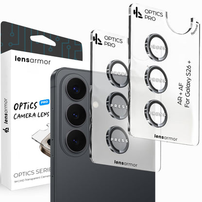 Lensarmor Camera Lens Protector for Samsung Galaxy S26 / S26 Plus (2 Pack) – 9H Tempered Glass, Black Finish, Case Friendly