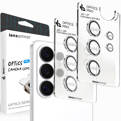 Lensarmor Camera Lens Protector for Samsung Galaxy S26 Ultra (2 Pack) – 9H Tempered Glass, White/Silver Finish, Case Friendly