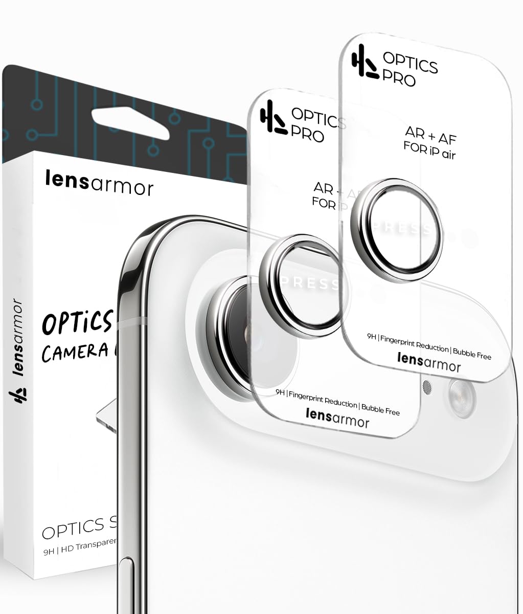 Lensarmor Camera Lens Protector for iPhone Air (2 Pack) – 9H Tempered Glass, Cloud White Finish, Case Friendly