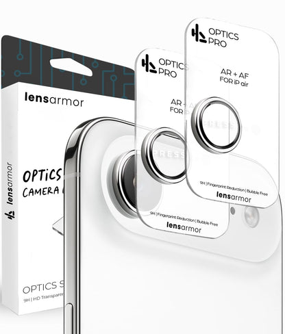 Lensarmor Camera Lens Protector for iPhone Air (2 Pack) – 9H Tempered Glass, Cloud White Finish, Case Friendly