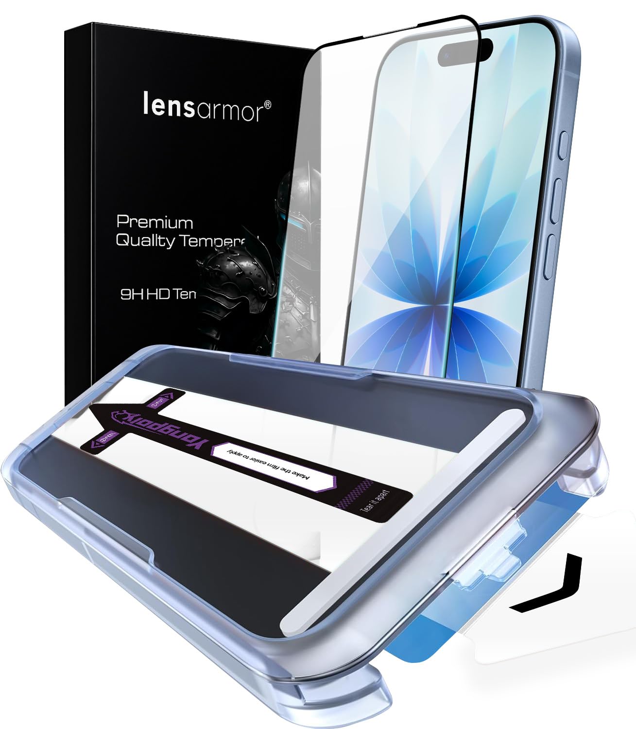 Lensarmor Easy-Fit Tempered Glass Screen Protector for iPhone 17 – 9H Military Grade, HD Clear, Case Friendly