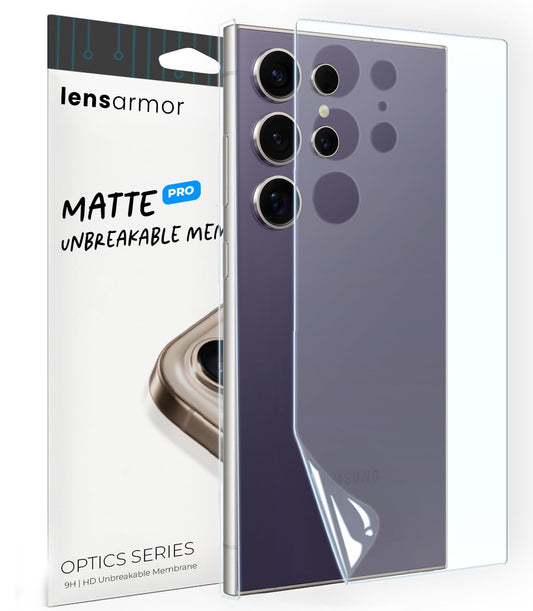 Lensarmor Samsung Galaxy S24 Ultra Back Skin Protector (2 Pack) – Premium Matte TPU Film, Anti-Scratch, Anti-Fingerprint, Case Friendly