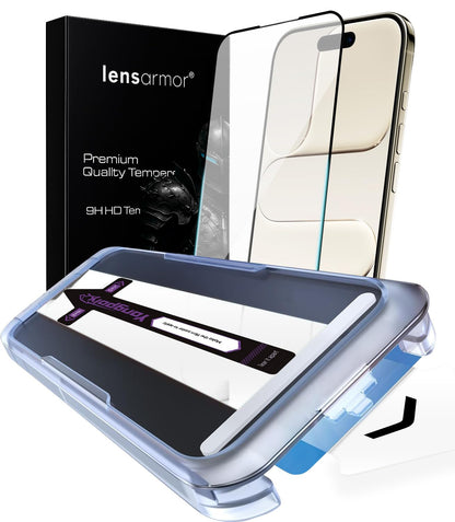 Lensarmor Easy-Fit Tempered Glass Screen Protector for iPhone 17 Air (2 Pack) – 9H Military Grade, HD Clear, Installation Frame Included