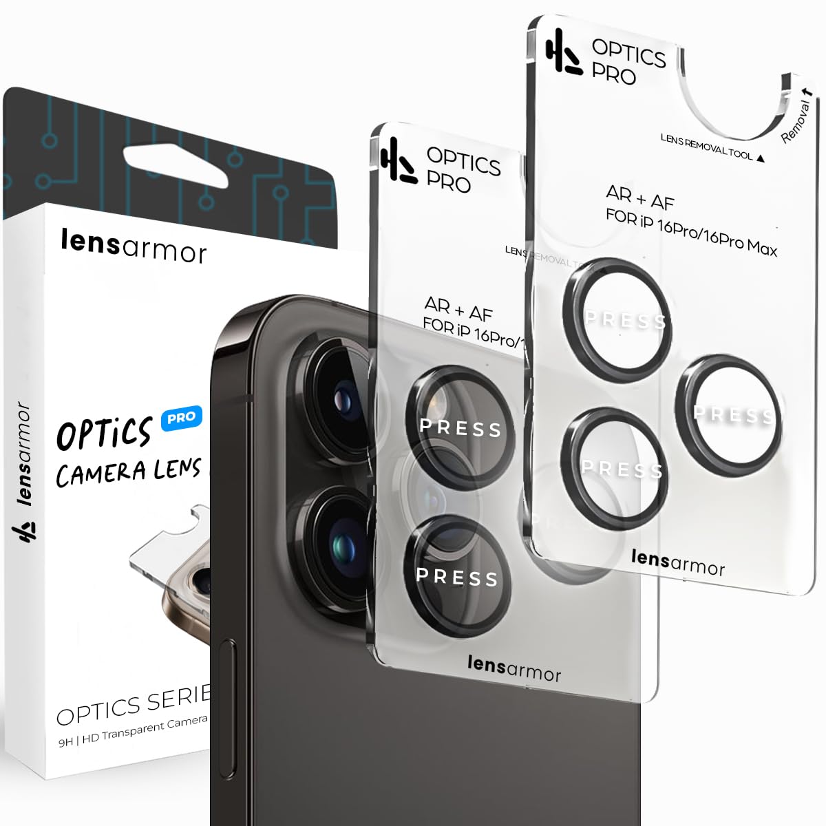 Lensarmor Camera Lens Protector for iPhone 14 Pro & iPhone 14 Pro Max (2 Pack) – 9H Tempered Glass, Space Black Finish, Case Friendly