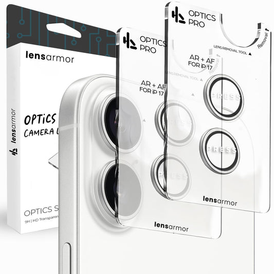 Lensarmor Camera Lens Protector for iPhone 17 (2 Pack) – 9H Tempered Glass, White Frame, Case Friendly