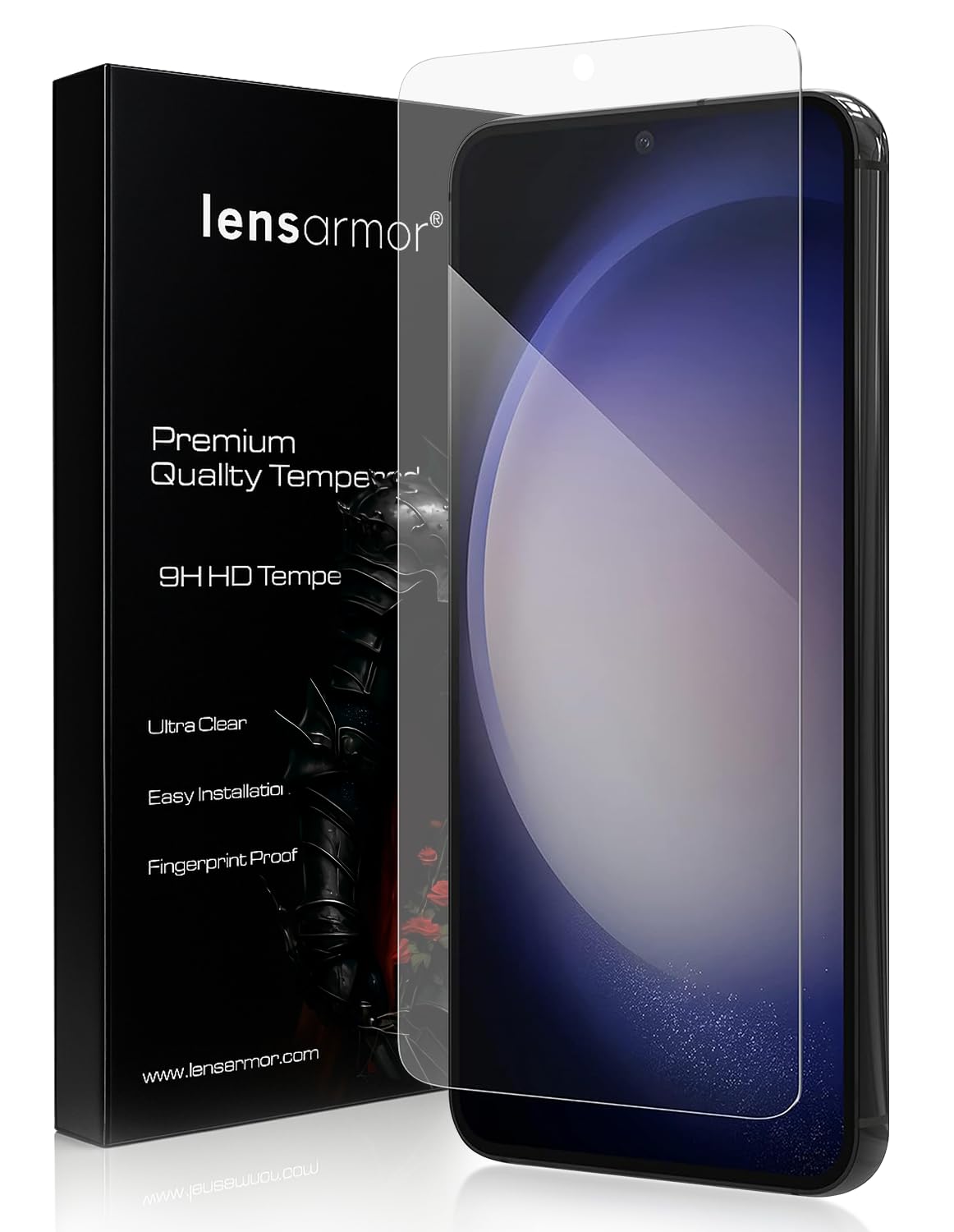 Lensarmor Tempered Glass for Galaxy S23 / S22 (2 Pack) – Full Clear 9H Borderless Screen Protector, HD Clarity, Case Friendly
