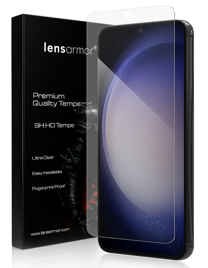 Lensarmor Tempered Glass for Galaxy S23 / S22 (2 Pack) – Full Clear 9H Borderless Screen Protector, HD Clarity, Case Friendly