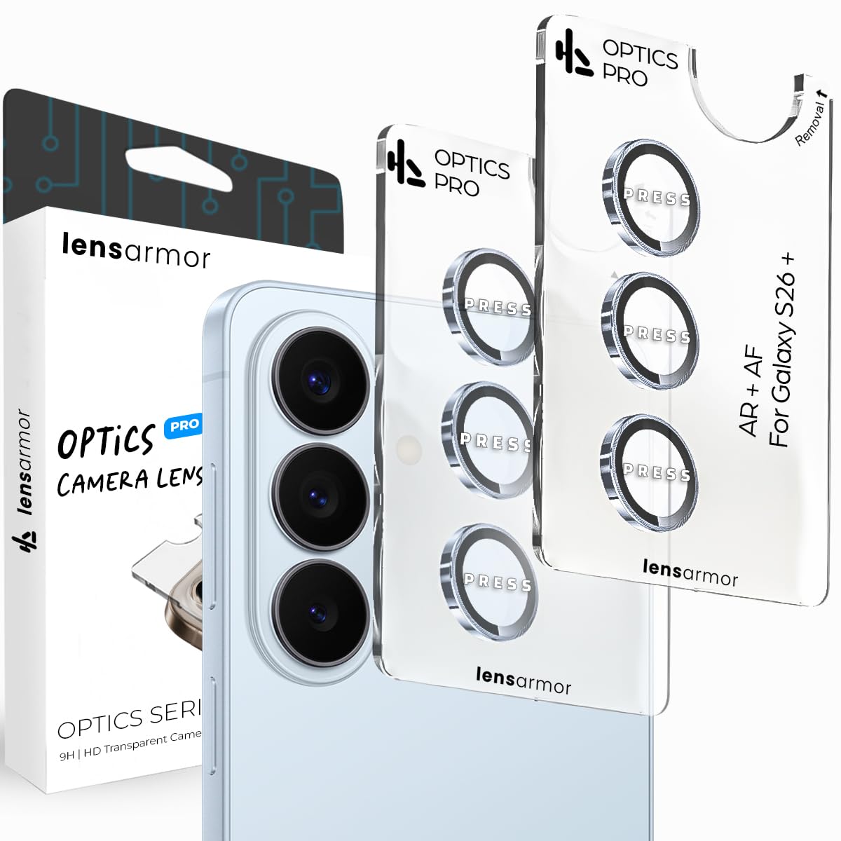 Lensarmor Camera Lens Protector for Samsung Galaxy S26 / S26 Plus (2 Pack) – 9H Tempered Glass, Sky Blue Finish, Case Friendly