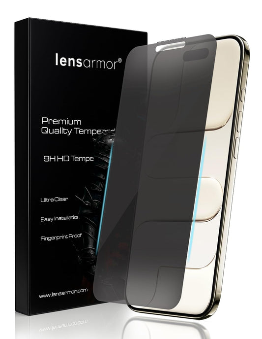 Lensarmor Military Grade Borderless Privacy Tempered Glass for iPhone Air 2 pack– 9H Anti-Spy Screen Protector, Edge-to-Edge Protection