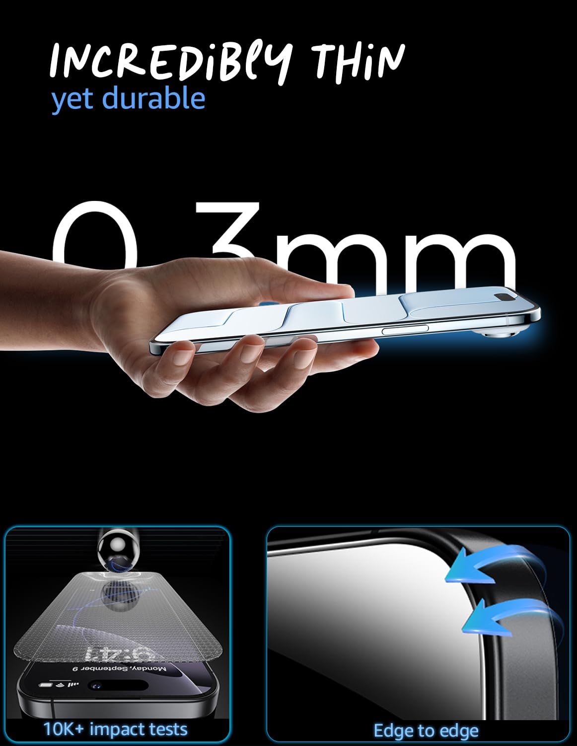 Lensarmor Military Grade Tempered Glass for iPhone Air (2 Pack) – Premium Borderless Screen Protector, 9H HD Clear, No Black Borders