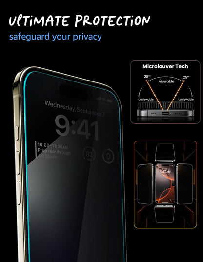 Lensarmor Military Grade Borderless Privacy Tempered Glass for iPhone Air 2 pack– 9H Anti-Spy Screen Protector, Edge-to-Edge Protection