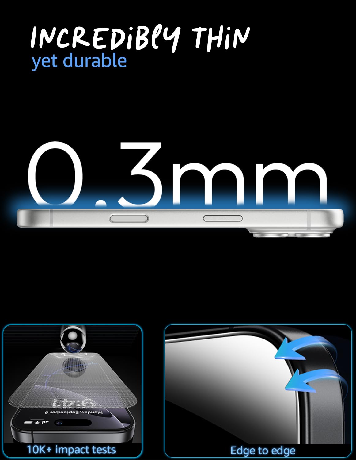 Lensarmor Military Grade Tempered Glass for iPhone 17 Pro (2 Pack) – Premium Borderless Screen Protector, 9H HD Clear, No Black Borders