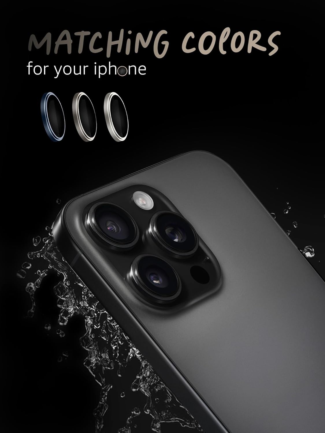 Lensarmor Camera Lens Protector for iPhone 15 Pro & iPhone 15 Pro Max (2 Pack) – 9H Tempered Glass, Black Titanium Finish, Case Friendly