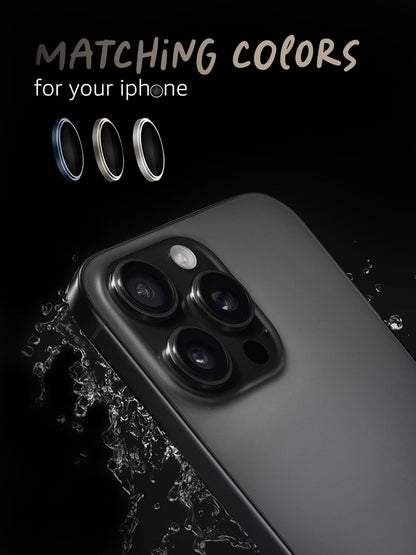 Lensarmor Camera Lens Protector for iPhone 15 Pro & iPhone 15 Pro Max (2 Pack) – 9H Tempered Glass, Black Titanium Finish, Case Friendly