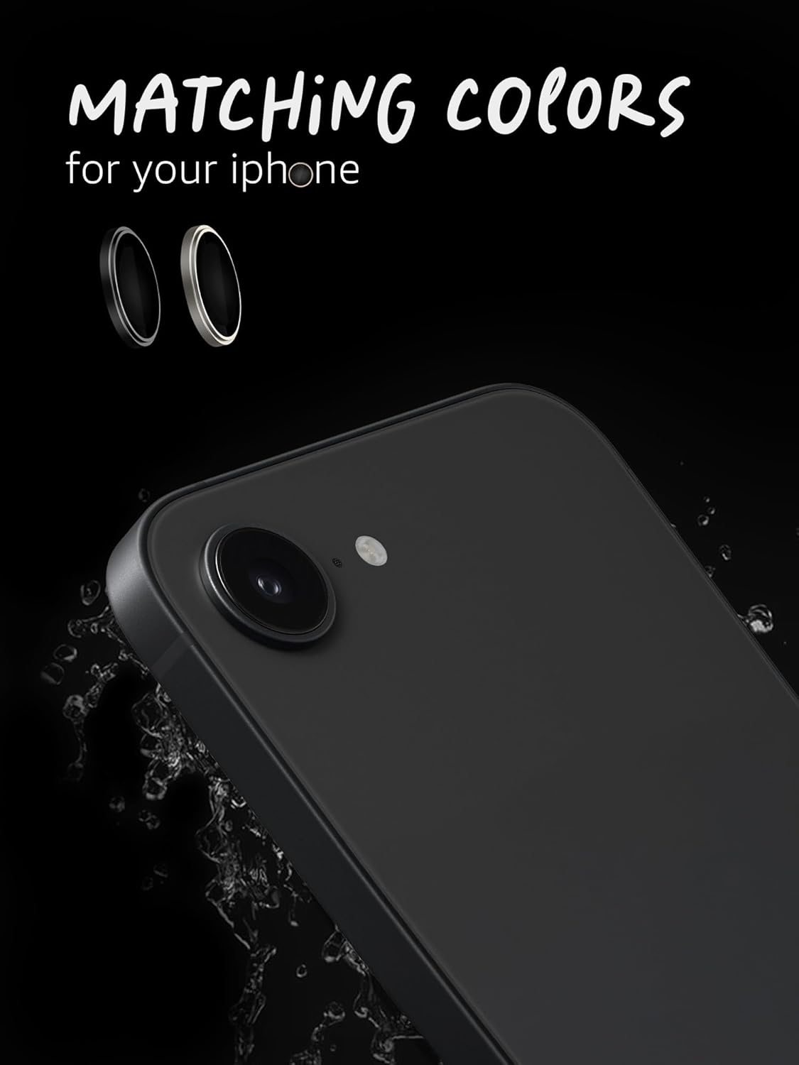Lensarmor Camera Lens Protector for iPhone 16e – 9H Tempered Glass, Black Finish, Case Friendly