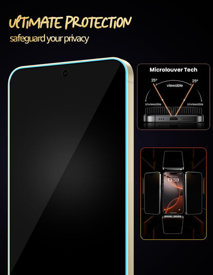 Lensarmor Borderless Privacy Tempered Glass for Galaxy S24 / S25 (2 Pack) – Edge-to-Edge HD Anti-Spy Screen Protector, Ultrasonic Fingerprint Compatible, 9H Military-Grade Protection