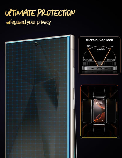 Lensarmor Borderless Privacy Tempered Glass for Galaxy S24 Ultra 5G (2 Pack) – Anti-Spy Screen Protector, Ultrasonic Fingerprint Compatible, 9H Military-Grade Protection