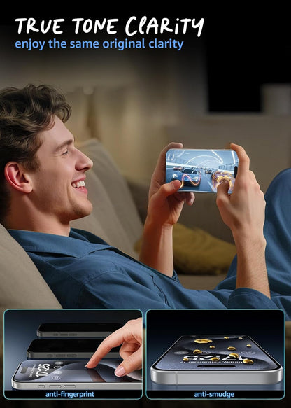 Lensarmor Military Grade Borderless Privacy Tempered Glass for iPhone 17(2 pack) – 9H Anti-Spy Screen Protector, Edge-to-Edge Protection