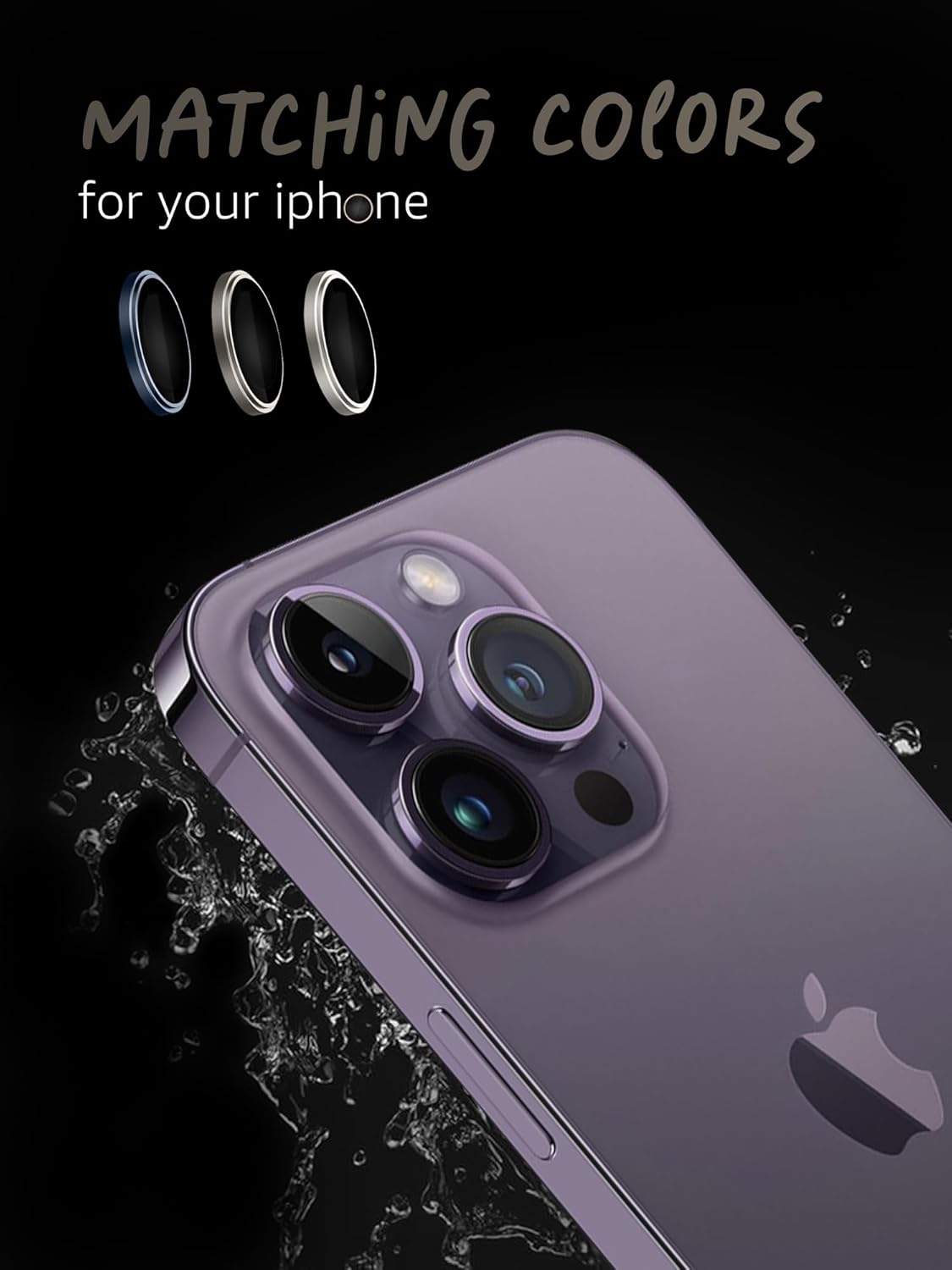 Lensarmor Camera Lens Protector for iPhone 14 Pro & iPhone 14 Pro Max (2 Pack) – 9H Tempered Glass, Deep Purple Finish, Case Friendly