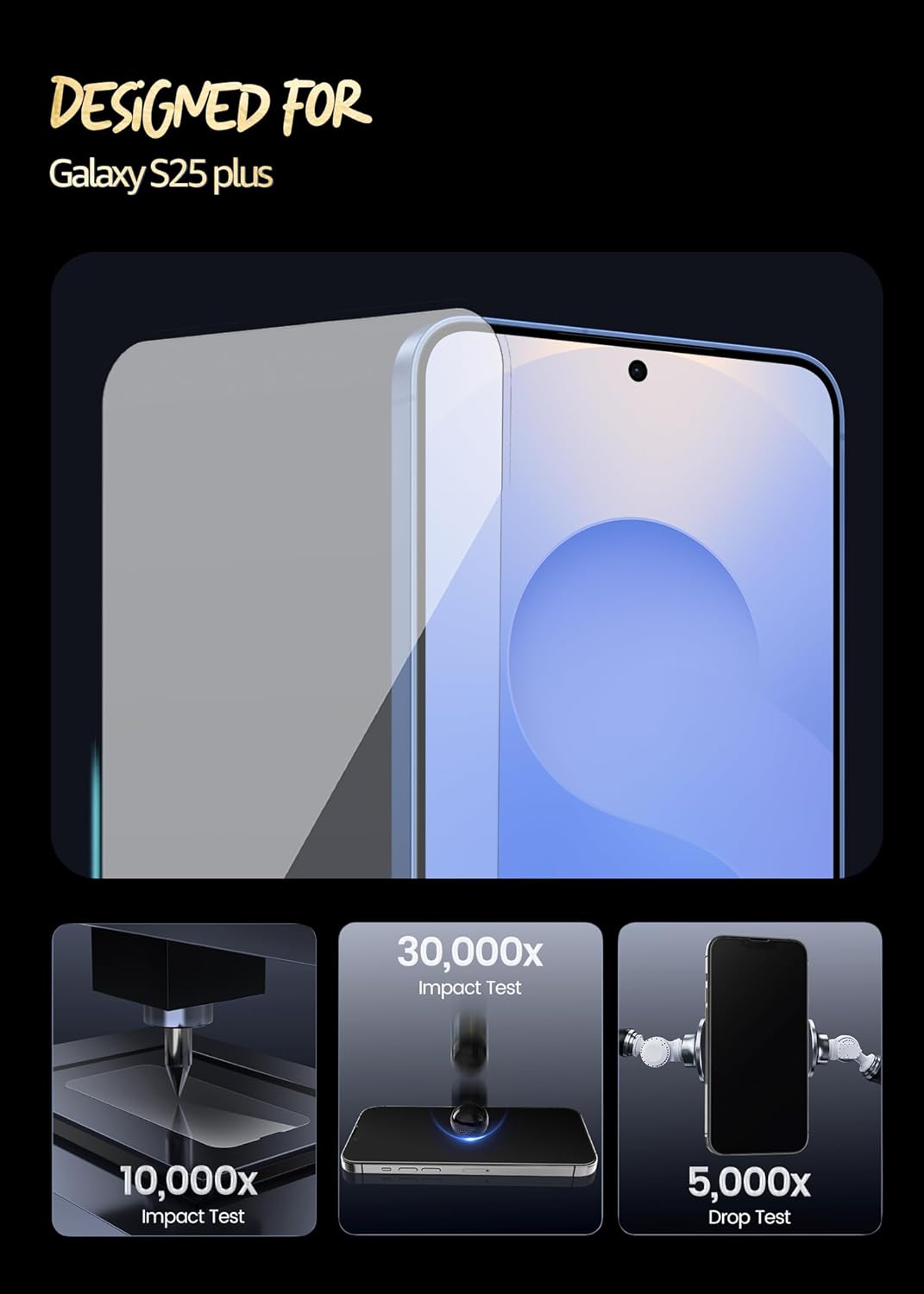 Lensarmor Tempered Glass for Galaxy S25 Plus (2 Pack) – Premium 0.18mm Borderless Screen Protector, 9H HD Clear, Military-Grade Protection