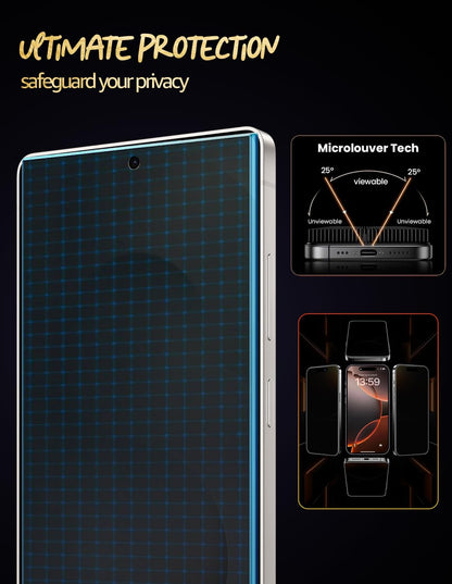 Lensarmor Borderless Privacy Tempered Glass for Galaxy S25 Ultra 5G (2 Pack) – Anti-Spy Screen Protector, Ultrasonic Fingerprint Compatible, 9H Military-Grade Protection
