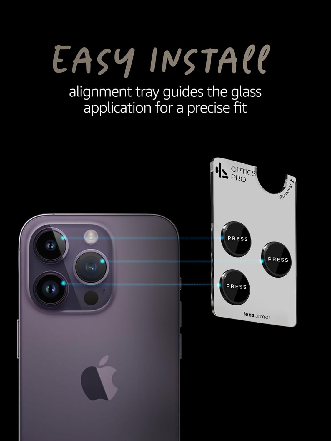 Lensarmor Camera Lens Protector for iPhone 14 Pro & iPhone 14 Pro Max (2 Pack) – 9H Tempered Glass, Deep Purple Finish, Case Friendly