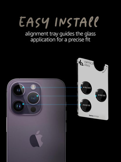 Lensarmor Camera Lens Protector for iPhone 14 Pro & iPhone 14 Pro Max (2 Pack) – 9H Tempered Glass, Deep Purple Finish, Case Friendly