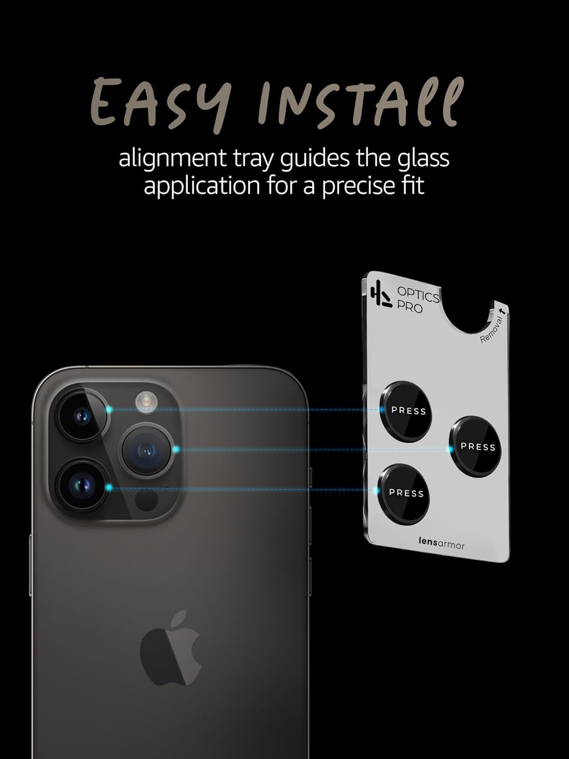 Lensarmor Camera Lens Protector for iPhone 14 Pro & iPhone 14 Pro Max (2 Pack) – 9H Tempered Glass, Space Black Finish, Case Friendly