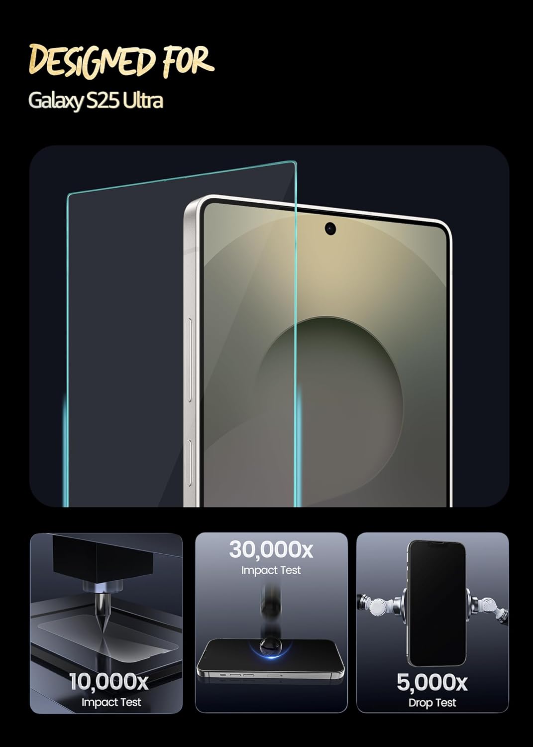 Lensarmor Borderless Privacy Tempered Glass for Galaxy S25 Ultra 5G (2 Pack) – Anti-Spy Screen Protector, Ultrasonic Fingerprint Compatible, 9H Military-Grade Protection
