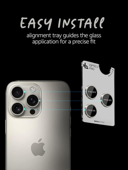 Lensarmor Camera Lens Protector for iPhone 16 Pro Max (2 Pack) – 9H Tempered Glass, Natural Titanium Finish, Case Friendly