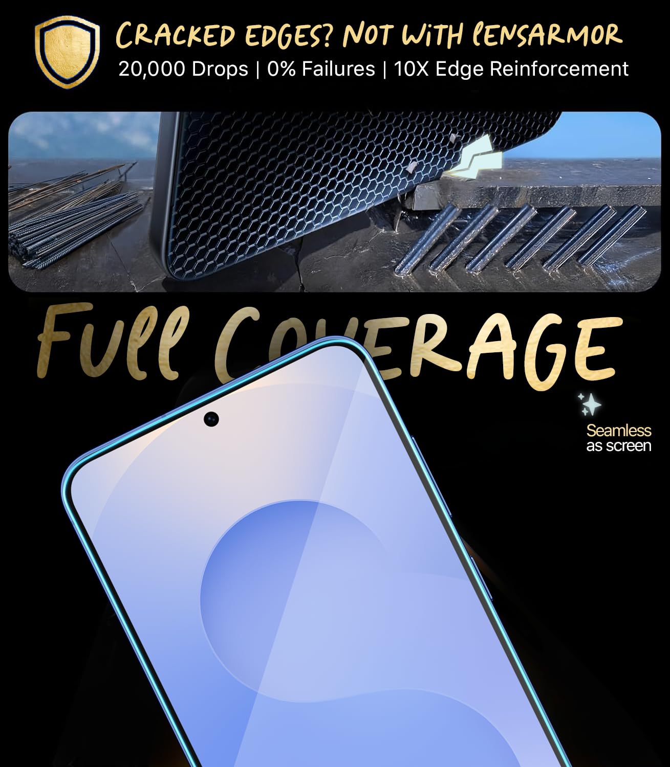 Lensarmor Tempered Glass for Galaxy S25 Plus (2 Pack) – Premium 0.18mm Borderless Screen Protector, 9H HD Clear, Military-Grade Protection