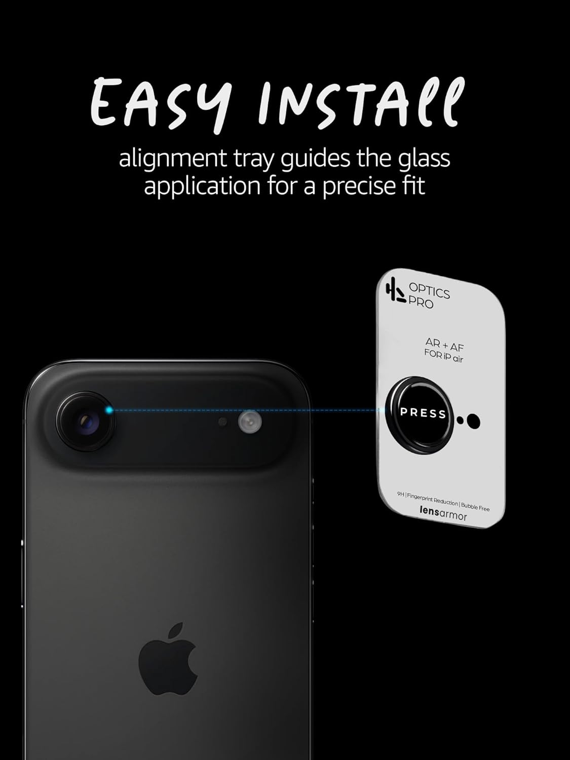 Lensarmor Camera Lens Protector for iPhone Air (2 Pack) – 9H Tempered Glass, Space Black Finish, Case Friendly