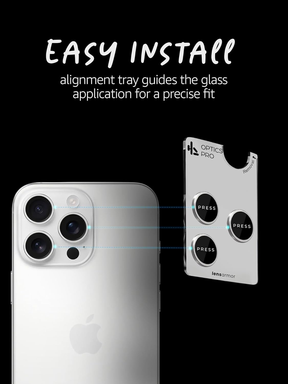 Lensarmor Camera Lens Protector for iPhone 16 Pro Max (2 Pack) – 9H Tempered Glass, White Titanium Finish, Case Friendly