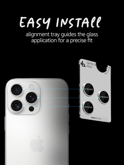 Lensarmor Camera Lens Protector for iPhone 16 Pro Max (2 Pack) – 9H Tempered Glass, White Titanium Finish, Case Friendly